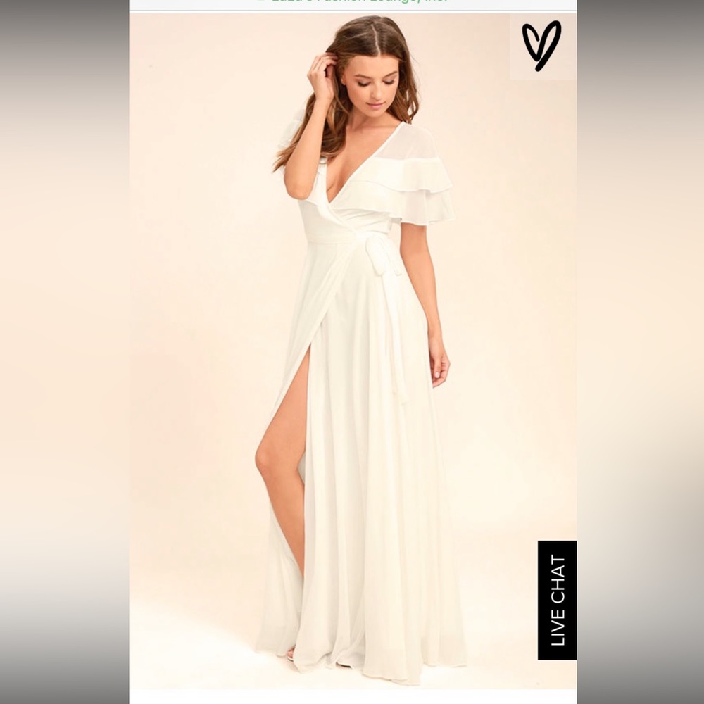 Lulu’s white cap sleeve flowy maxi dress